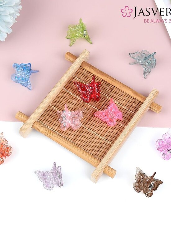 Glitter Mini Butterfly Hair Claw Clips, Sparkly Colorful Hair Accessories for Gi - Picture 6 of 7